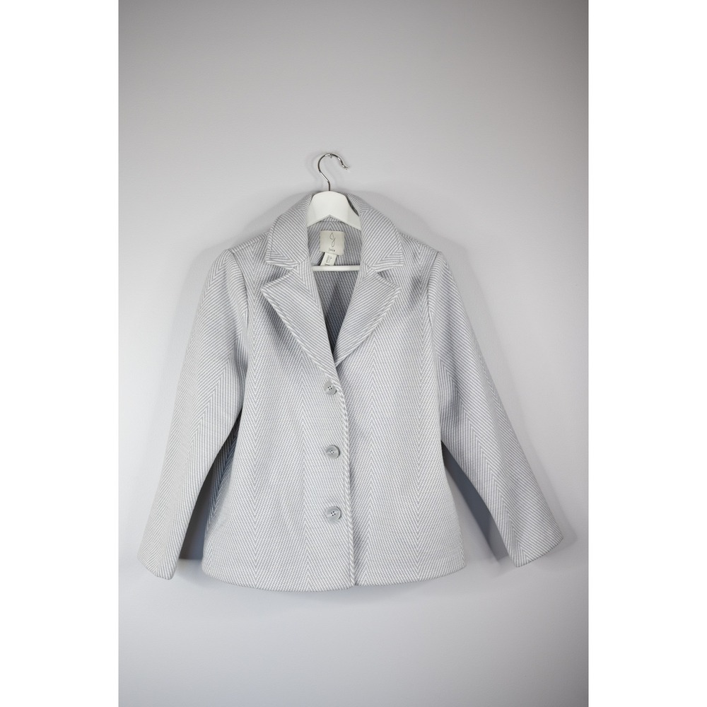 Joie Herringbone Pea Coat Womens Small Grey Blazer Wool Blend Button office